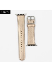 URVOI Band for Apple Watch Series 7 6 SE 5 4 3 Calf Leather Strap for iwatch with Classic Buckle Modern Design GEN.2 41mm 45mm