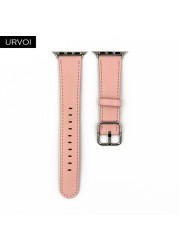 URVOI Band for Apple Watch Series 7 6 SE 5 4 3 Calf Leather Strap for iwatch with Classic Buckle Modern Design GEN.2 41mm 45mm