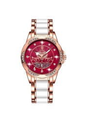 POEDAGAR Women Watch Luxury Quartz Diamond Rose Gold Ceramic Steel Watches Waterproof Luminous Swiss Brand Ladies Wristwatches