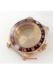 40mm Rotbeer ceramic bezel sapphire watch glass case fit NH35 NH36 2824 2836 Miyota 8215 8205 moveent