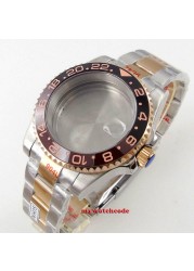 40mm Rotbeer ceramic bezel sapphire watch glass case fit NH35 NH36 2824 2836 Miyota 8215 8205 moveent