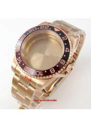 40mm Rotbeer ceramic bezel sapphire watch glass case fit NH35 NH36 2824 2836 Miyota 8215 8205 moveent