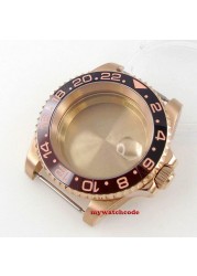 40mm Rotbeer ceramic bezel sapphire watch glass case fit NH35 NH36 2824 2836 Miyota 8215 8205 moveent