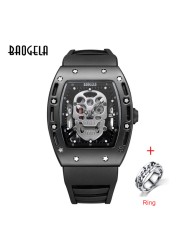 Baogela Pirate Skull Pattern Men's Watch Silicone Luminous Quartz Watches Military Wateproof Skeleton Wristwatch for Man 1612