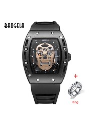 Baogela Pirate Skull Pattern Men's Watch Silicone Luminous Quartz Watches Military Wateproof Skeleton Wristwatch for Man 1612