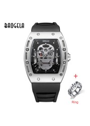 Baogela Pirate Skull Pattern Men's Watch Silicone Luminous Quartz Watches Military Wateproof Skeleton Wristwatch for Man 1612