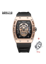 Baogela Pirate Skull Pattern Men's Watch Silicone Luminous Quartz Watches Military Wateproof Skeleton Wristwatch for Man 1612