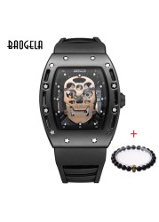 Baogela Pirate Skull Pattern Men's Watch Silicone Luminous Quartz Watches Military Wateproof Skeleton Wristwatch for Man 1612