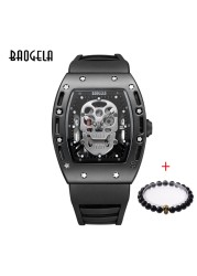 Baogela Pirate Skull Pattern Men's Watch Silicone Luminous Quartz Watches Military Wateproof Skeleton Wristwatch for Man 1612