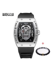 Baogela Pirate Skull Pattern Men's Watch Silicone Luminous Quartz Watches Military Wateproof Skeleton Wristwatch for Man 1612