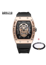 Baogela Pirate Skull Pattern Men's Watch Silicone Luminous Quartz Watches Military Wateproof Skeleton Wristwatch for Man 1612