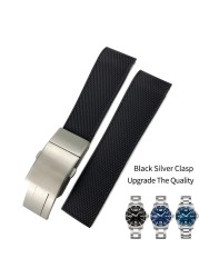 19mm 20mm 21mm Rubber Silicone Watch Strap Black Blue Watchband For Longines Master Conquest HydroConquest L3 Watch Series