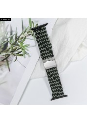 URVOI Braided Solo Loop Strap for Apple Watch Series 7 6 SE 5 4 3 2 1 Camo Strap Stretchable Folding Buckle for iWatch 41 45mm