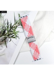 URVOI Braided Solo Loop Strap for Apple Watch Series 7 6 SE 5 4 3 2 1 Camo Strap Stretchable Folding Buckle for iWatch 41 45mm