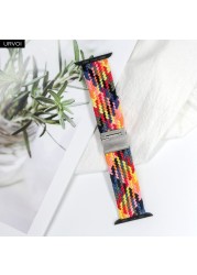 URVOI Braided Solo Loop Strap for Apple Watch Series 7 6 SE 5 4 3 2 1 Camo Strap Stretchable Folding Buckle for iWatch 41 45mm