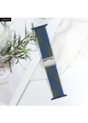 URVOI Braided Solo Loop Strap for Apple Watch Series 7 6 SE 5 4 3 2 1 Camo Strap Stretchable Folding Buckle for iWatch 41 45mm