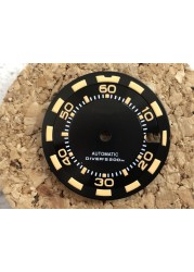 S-Watch dial for NH35 Movement Super Green Loom 28.5mm Fit SKX007/009 with Logo and Black Color