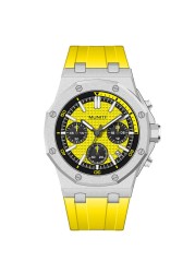 Fashion Quartz Watch Men Yellow Silicone Strap Chronograph Military Watches Sport Auto Date Wristwatch For Man Relogio