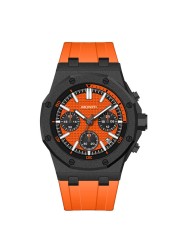 Fashion Quartz Watch Men Yellow Silicone Strap Chronograph Military Watches Sport Auto Date Wristwatch For Man Relogio