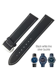 20mm 22mm Canvas Leather Down Watch Band 19mm 21mm Replacement For Omega 300 Planet Ocean Seiko Nylon Hamilton Strap