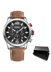 MEGIR 2020- Luxury Watches for Men, Men's Watch, Stainless Steel, Luminous, Water Resistant, Sport Chronograph, Quartz, Blue