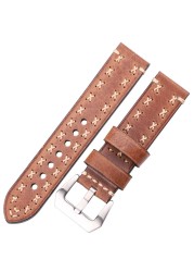 Handmade Watches 22 24mm Antique Leather Italian Watch Band Strap Women Men Brown Black Green Coffee Watch Accessories