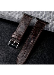 South African Ostrich Foot Leather Watchband Suitable For iwatch 44 42 40 4145mm Apple Watch Bracelet Handmade Genuine Leather