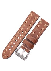 اليدوية Watchbands مع الرجعية الفولاذ المقاوم للصدأ مشبك 22 مللي متر 24 مللي متر الرجال النساء جلد طبيعي حزام (استيك) ساعة حزام حزام ووتش ملحقاتها