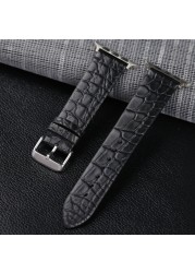 Suitable For Apple Watch Leather Strap iWatch 6/5 strap Crazy Horse brown pattern iwatch 7/SE strap ultra-thin crocodile leather