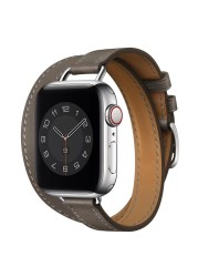 حزام جلد ل أبل ساعة 6 5 4 SE الفرقة 44 مللي متر 40 مللي متر حلقة مزدوجة استبدال سوار حزام ل iwatch سلسلة 3 2 1 42 مللي متر 38 مللي متر