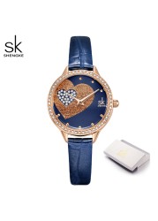 Fashion Casual Stainless Steel Women Quartz Watch Crystals Lady Holiday Gifts Beautiful Heart Rhinestone Dial Relojes Para Mujer