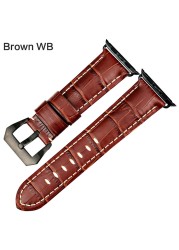 MAIKES Watchbands Genuine Cow Leather Watch Strap for Apple Watch Band 44mm 38mm Series 6/5/4 Iwatch 7 45mm 41mm Watchband