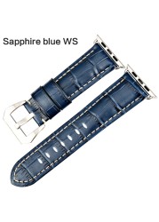 MAIKES Watchbands Genuine Cow Leather Watch Strap for Apple Watch Band 44mm 38mm Series 6/5/4 Iwatch 7 45mm 41mm Watchband