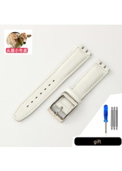 Genuine Leather Watch Strap For Swatch YCS YAS YGS Pin Buckle 17mm 19mm Female Watch Band Blue Red Black Accessories Watchband