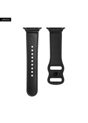 URVOI Leather Strap for Apple Watch Series 7 6 SE 5 4 3 2 Sports Hand-made Wrist Strap Double Holes Pin for iWatch 40 41 44 45mm