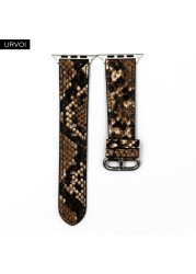 URVOI Leather Strap for Apple Watch Series 7 6 SE 5 4 3 2 1 Strap for iwatch band 41 45mm Microfiber with Python Modern Design