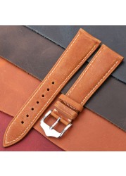 Cowhide watch straps for men and women,18mm,20mm,22mm,24mm,blue,yellow,green,genuine leather,vintage,watch strap