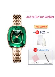 WIILAA 2022 Green Diamond Pattern Luxury Women Quartz Watch Creative Unique Ladies Wrist Watch For Female Clock relogio feminino