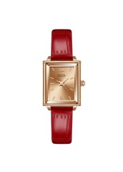 Simple Quartz Watches Women Top Quality Luxury Brand GEDI Leather Wristwatch Rectangle Dial Watch Ladies Dress Accessories