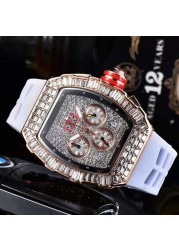 Fashion Brand RM Diamond Casual Women Watch Sport Gel Silicone Chronograph Woman Man Couples Steel Calendar Quartz Watches