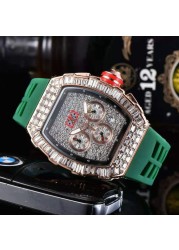 Fashion Brand RM Diamond Casual Women Watch Sport Gel Silicone Chronograph Woman Man Couples Steel Calendar Quartz Watches