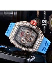 Fashion Brand RM Diamond Casual Women Watch Sport Gel Silicone Chronograph Woman Man Couples Steel Calendar Quartz Watches