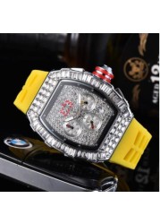 Fashion Brand RM Diamond Casual Women Watch Sport Gel Silicone Chronograph Woman Man Couples Steel Calendar Quartz Watches