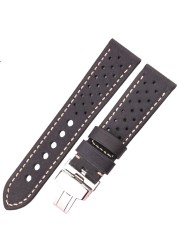 Genuine Leather Watch Band 20mm 22mm 24mm Cowhide Vintage Wrist Strap Strap for Samsung Galaxy Watch Bracelet Deployment Clasp