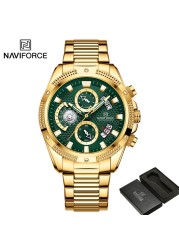 NAVIFORCE Men's Sport Watch Wristwatch Luxury Brand Military Chronograph Stainless Steel Male Quartz Watch Gift 8021