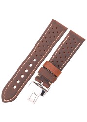 Genuine Leather Watch Band Bracelet 20mm 22mm 24mm Cowhide Vintage Watchband Deployment Clasp For Samsung Galaxy Watch 3 4 Strap