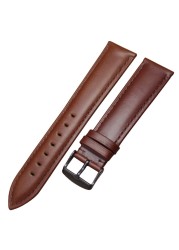 Cowhide Watch Band Bracelet 18 19 20 21 22 24mm Brown Black Women Men Soft Strap with Silver Pin Golden Buckle Watchband