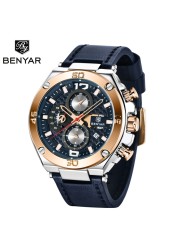 Top Luxury Brand BENYAR 2022 Men's Quartz Watch Multifunction Sport Chronograph 30M Waterproof Wrist Watch Clock Relogio Masculino