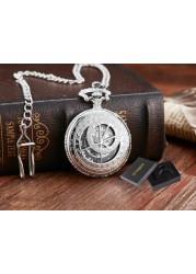 Retro Hand Wind Mechanical Luxury Steampunk Pocket Watch Hollow Silver Watches Roman Numerals Clock With Fob Chain Reloj Hombre