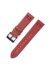 20mm 22mm Leather Watch Strap For Samsung Galaxy Watch 4 42mm 46mm Huawei Watch GT Black Buckle Wrist Watch Strap Bracelet